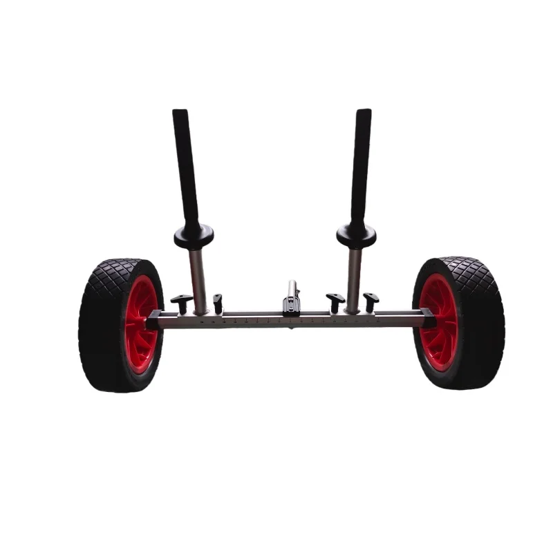 Simplified manual insertion of trolleys with fishing kayaks makes your transportation easier