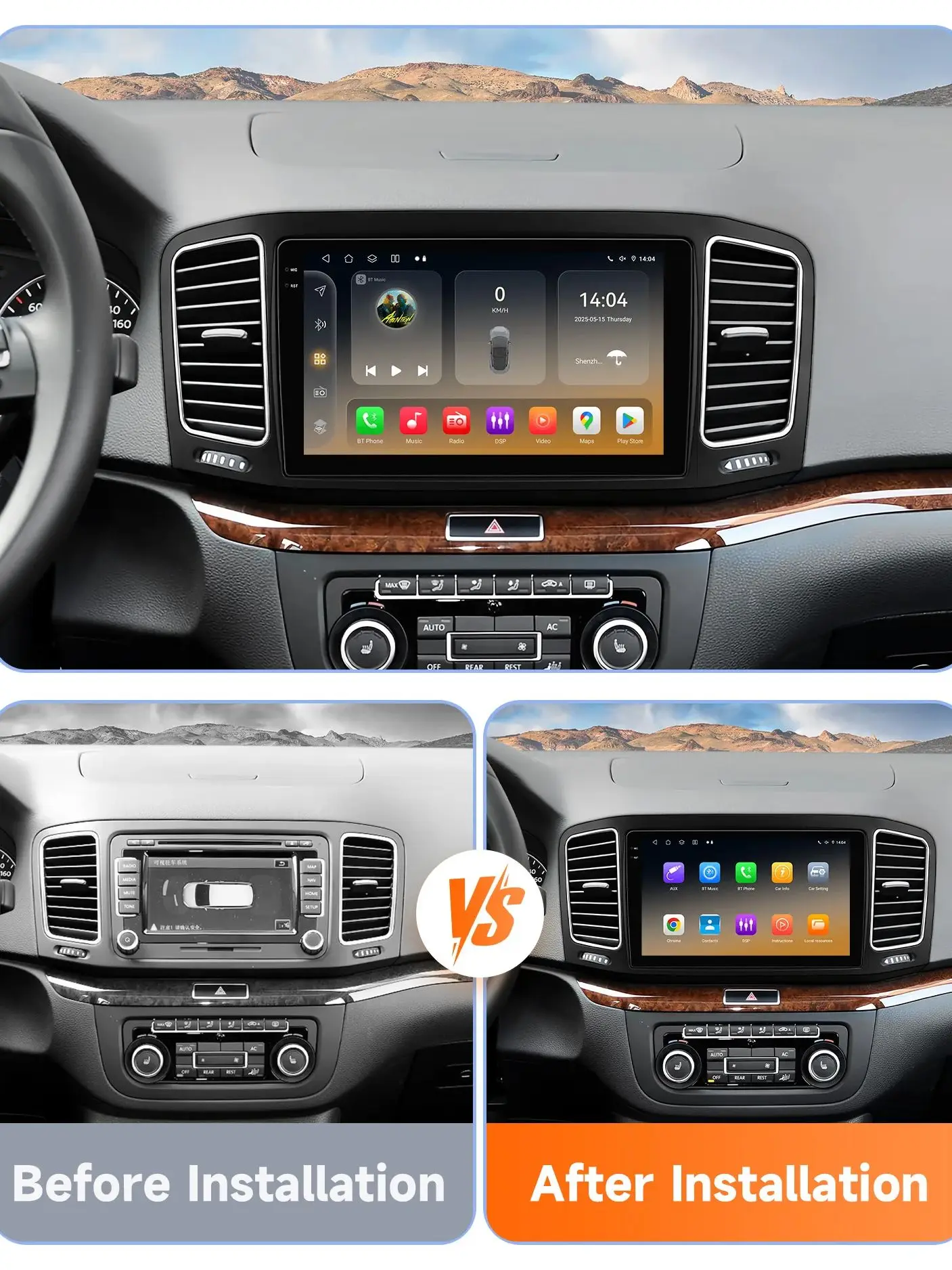 Snapdragon 6115 Android 14 Auto Radio Für VW Sharan 7N/7N1/7N2 Für Seat Alhambr drahtlose CarPlay Android Auto 4G GPS DSP 360Cam