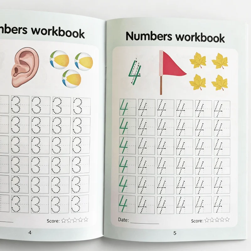 Digital Practice Copybook, 32 Pages in Color, Writing Aid Book, Digital 0-100 Writing Practice, Pen Control Training Copybook view 5