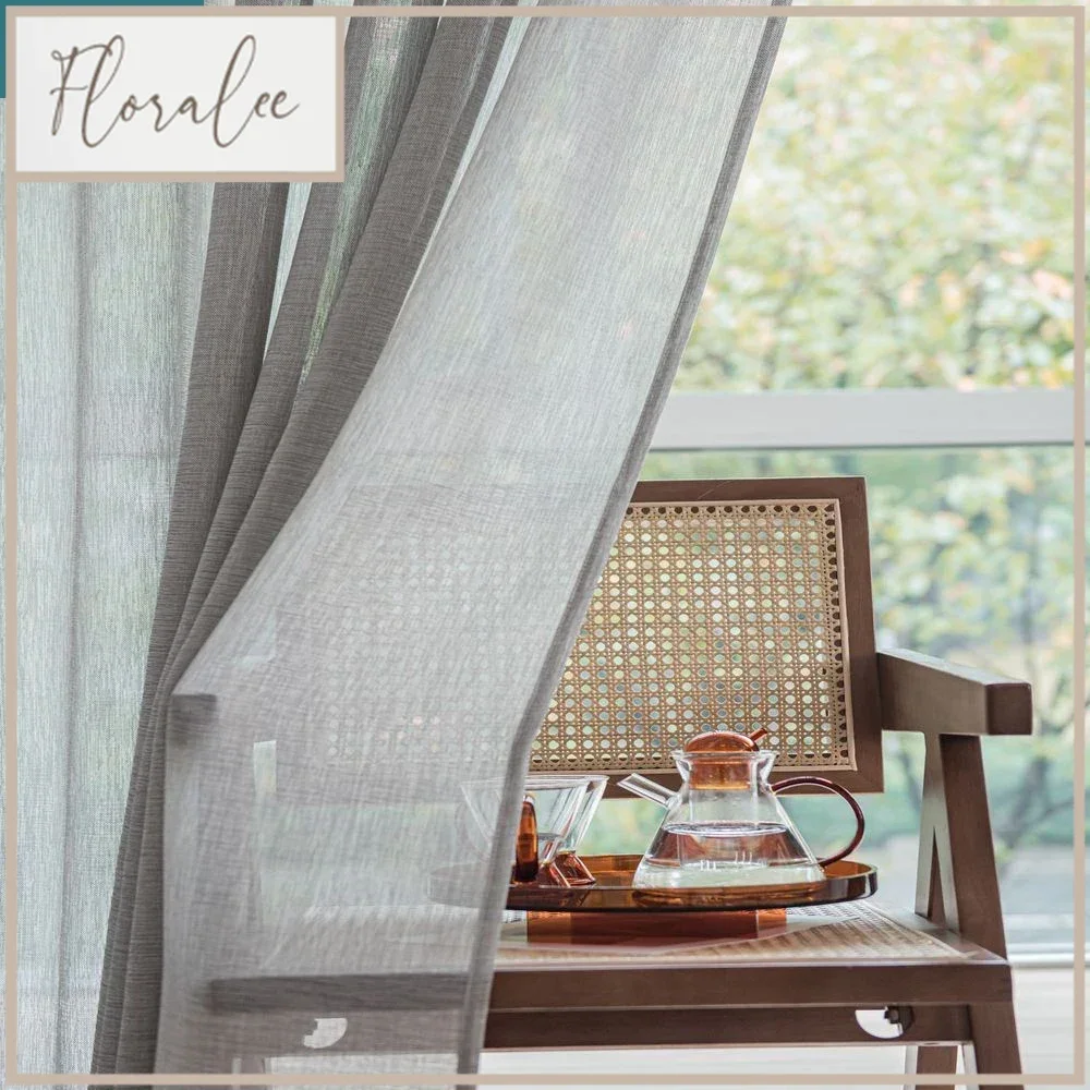 

Elegant Natural Solid Slub Tulle Voile Semi Sheer Windows Curtains Grommet Rod Pockt For Livingroom Bedroom Kitchen
