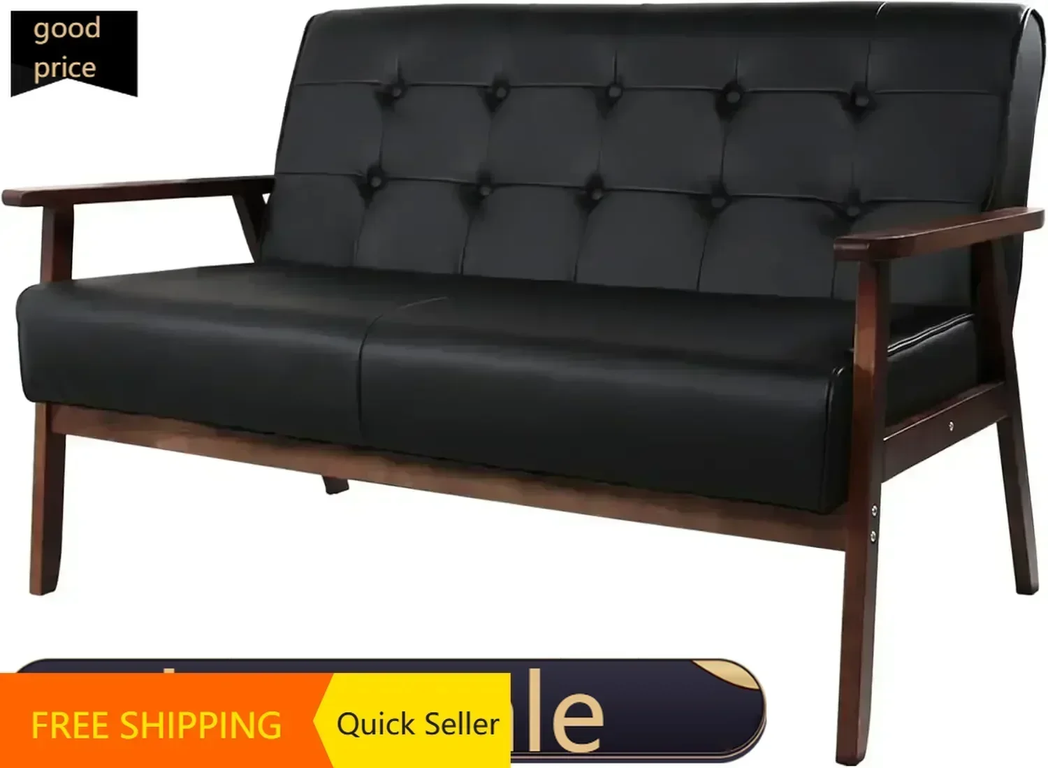 hot-sale productshot-sallingHot salesModern Wooden Leather 2-Seat Sofa, Sleek Minimalist Loveseat, Sturdy and Long-Lasting Loves