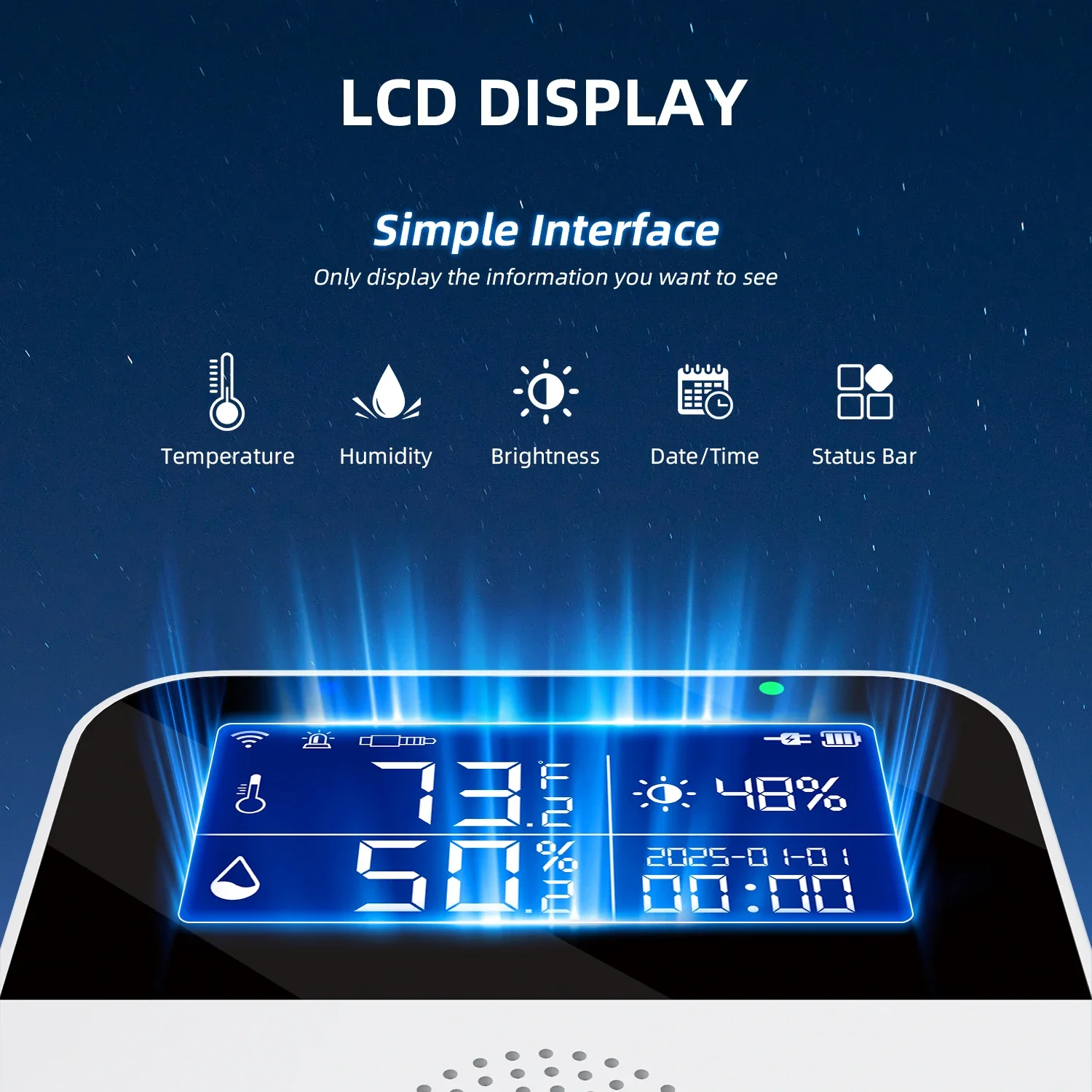 Picture 3: Wireless Temperature Humidity Sensor LCD Display Humidity Monitor Indoor for Smart Home SmartLife Support Alexa Google Assistant