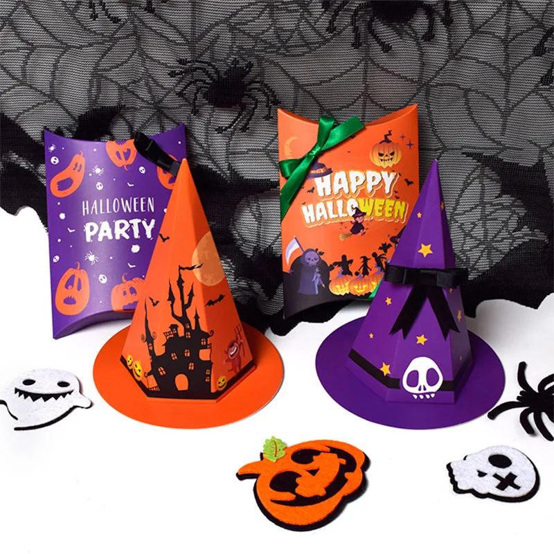 Processing Funny Halloween Cartoon Hat Candy Gift Box in Stock Packaging Colorful Packing Box Gift Box Box