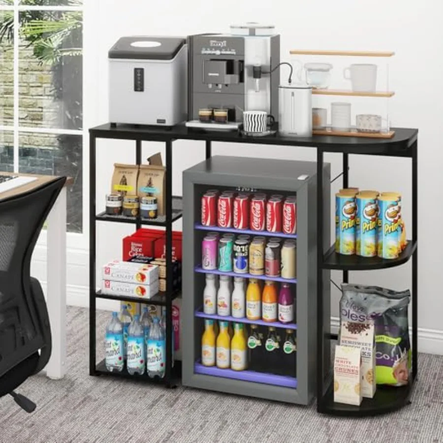 

Mini Fridge Cabinet with Power Outlet for Dorm Apartment Coffee Bar Cabinet with Refrigerator Space Storage Shelf Beverage Wine