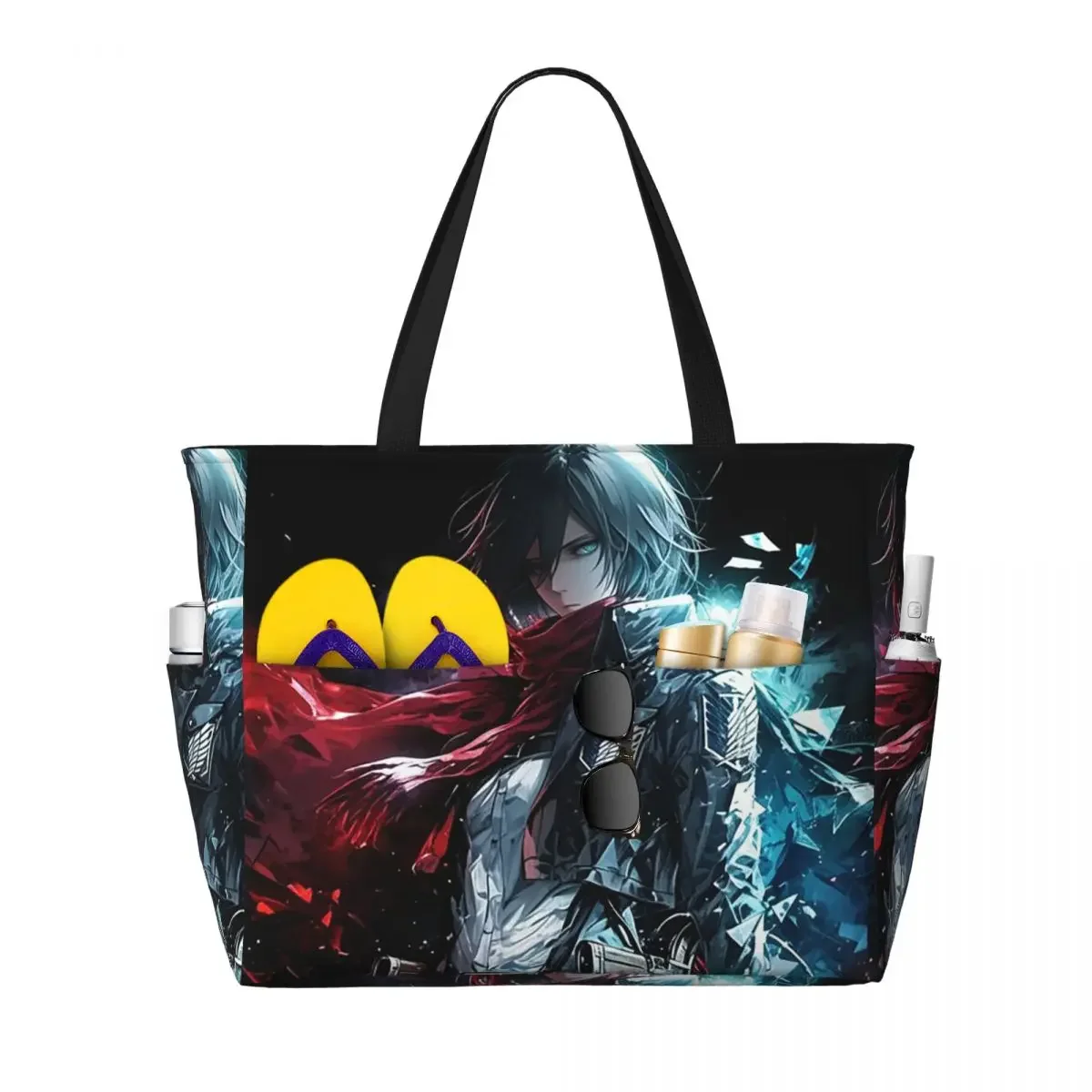 Anime Attack On Titan Mikasa Ackerman Beach Tote Bag Sport Gym Yoga Duffle Large Tote Bag Women Travel Bag Fitness bag