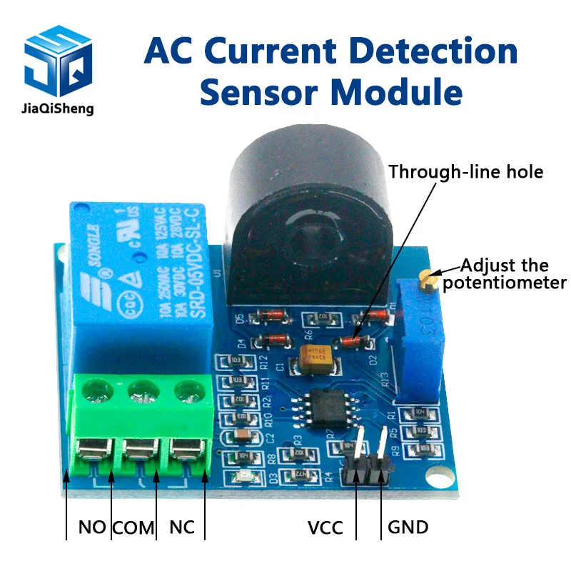 AC Current Detection Sensor Module 5V 12V 24V Relay Protection Module 5A Over-Current Overcurrent Protection Switch Output