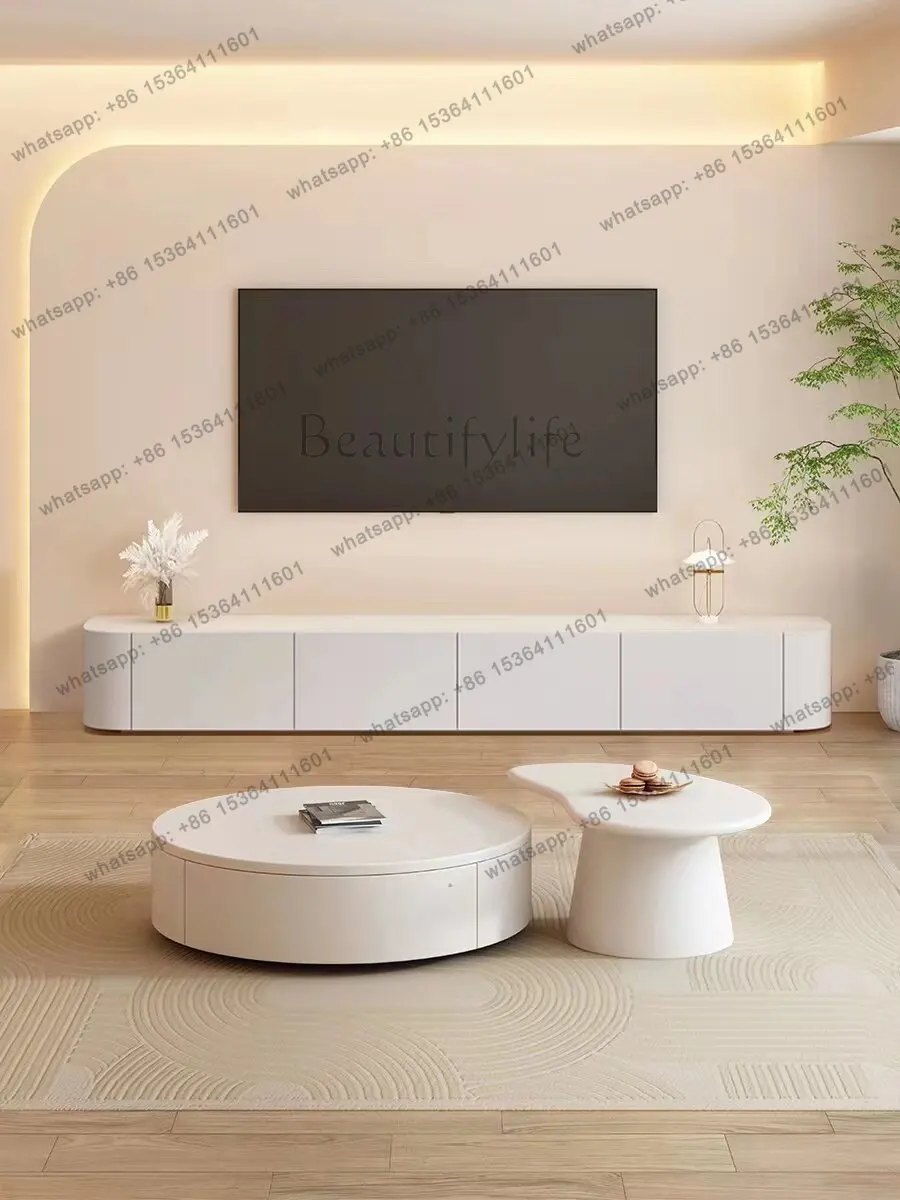 

The coffee table combination is modern and simple small apartment high-quality solid wood white paint