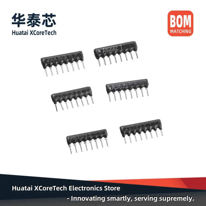 20PCS DIP ARRAY THICK FILM NETWORK RESISTOR 8PIN B08-680G 68ohm B08-101G 100ohm  B08-102G 1Kohm 2% 0.2W/B08-104J 100Kohm 5% 1/8W