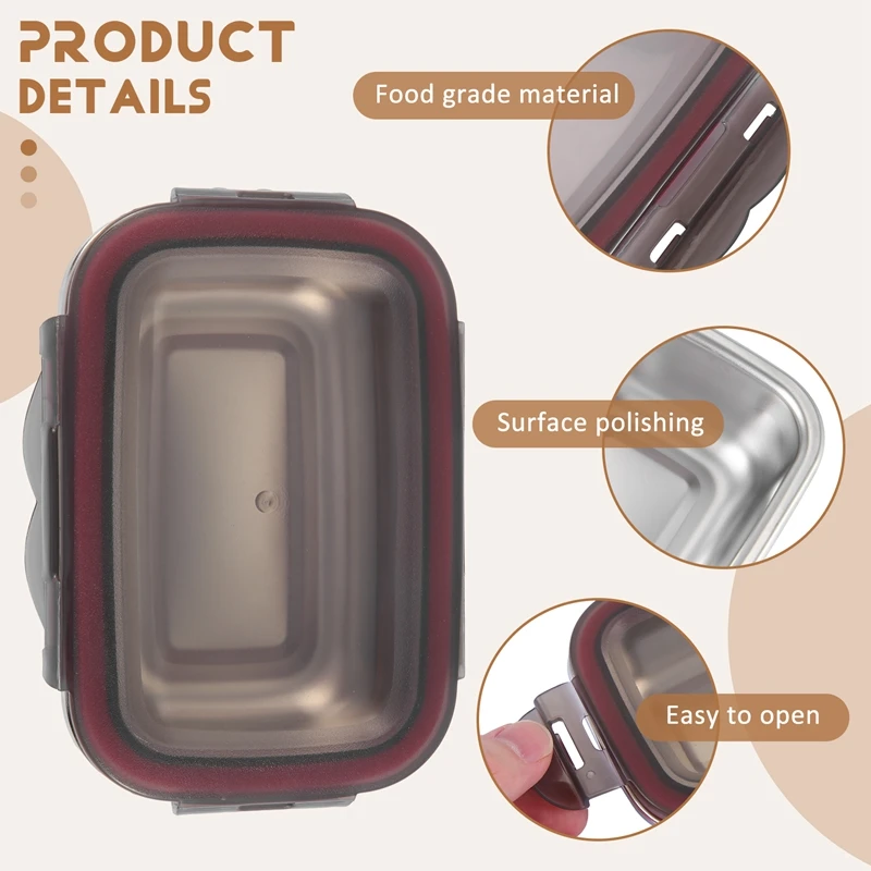 220Ml Stainless Steel Lunch Box Sealed Food Fresh-Keeping Boxes Office Bento Container Lunch Container-DTB1