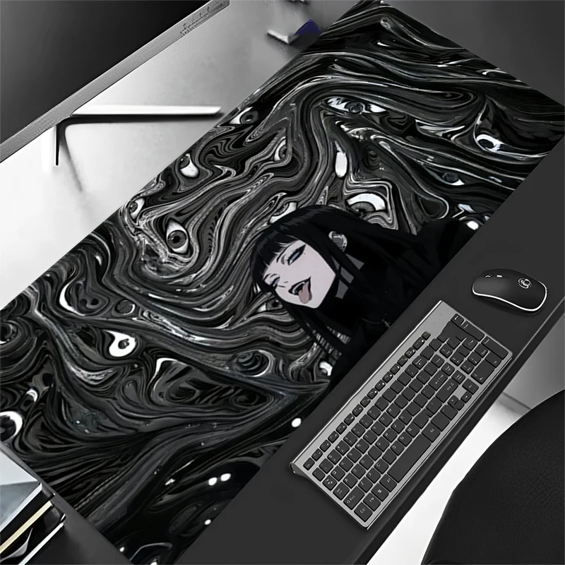 Evil Girl Devil Eye Gaming Mousepad XXL Keyboard Gamer Mouse Pad on The Table Speed Desk Mat Anime 900x400 800X300 Big Mouse Mat
