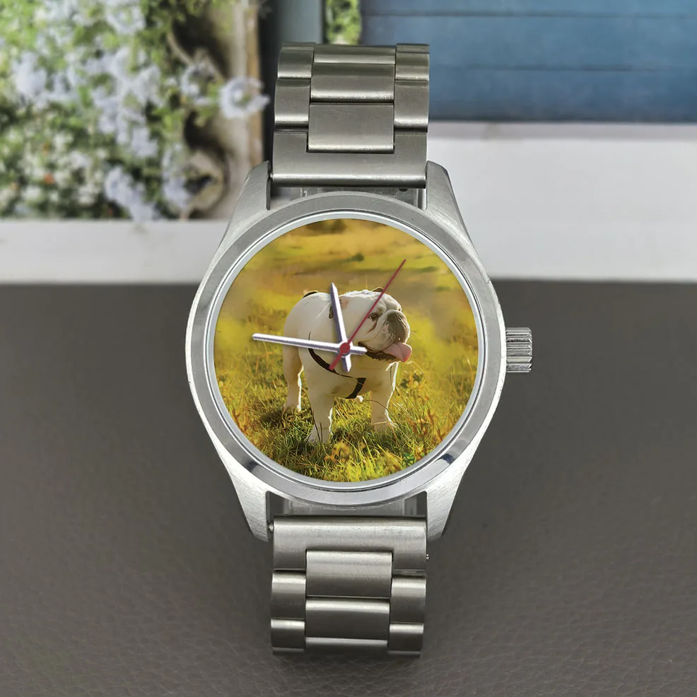 

Меховые детские персонализированные часы унисекс с собачьим циферблатом, кварцевый 5 бар, водостойкий кожаный силиконовый ремешок из бульдога