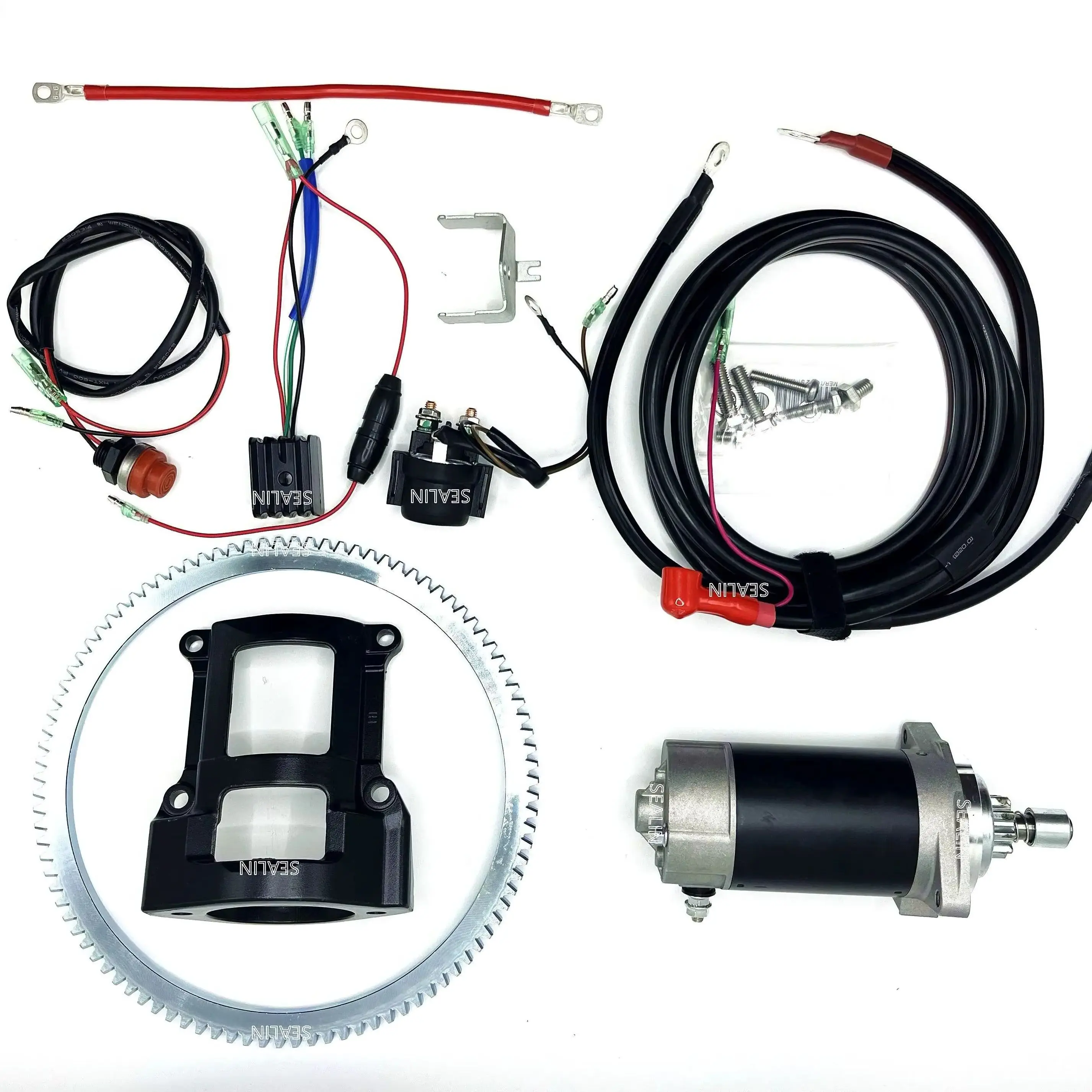 Electric Start Kit with Starter Relay Gear Ring Rectifier for Suzuki DT40 40HP 2-Stroke Outboard Engine