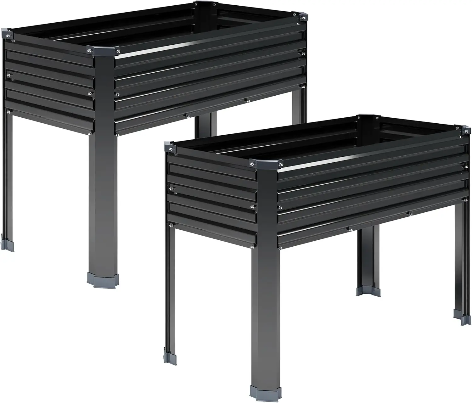2PCS Galvanized Raised Garden Bed with Legs,2PCS 48×18×30in Elevated Planter Box for Backyard,Garden, Patio, Balcony, 300lb Capacity,Planters for Outdoor Plants,Black