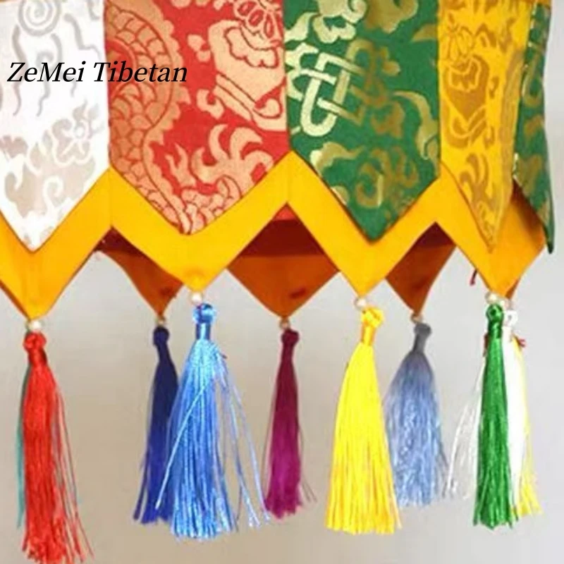 Tibetan-Style Dragon Pattern Small Umbrella, Hanging Treasure Canopy, Colorful Pointed Treasure Canopy, Buddhist Hall Decorative - view 4