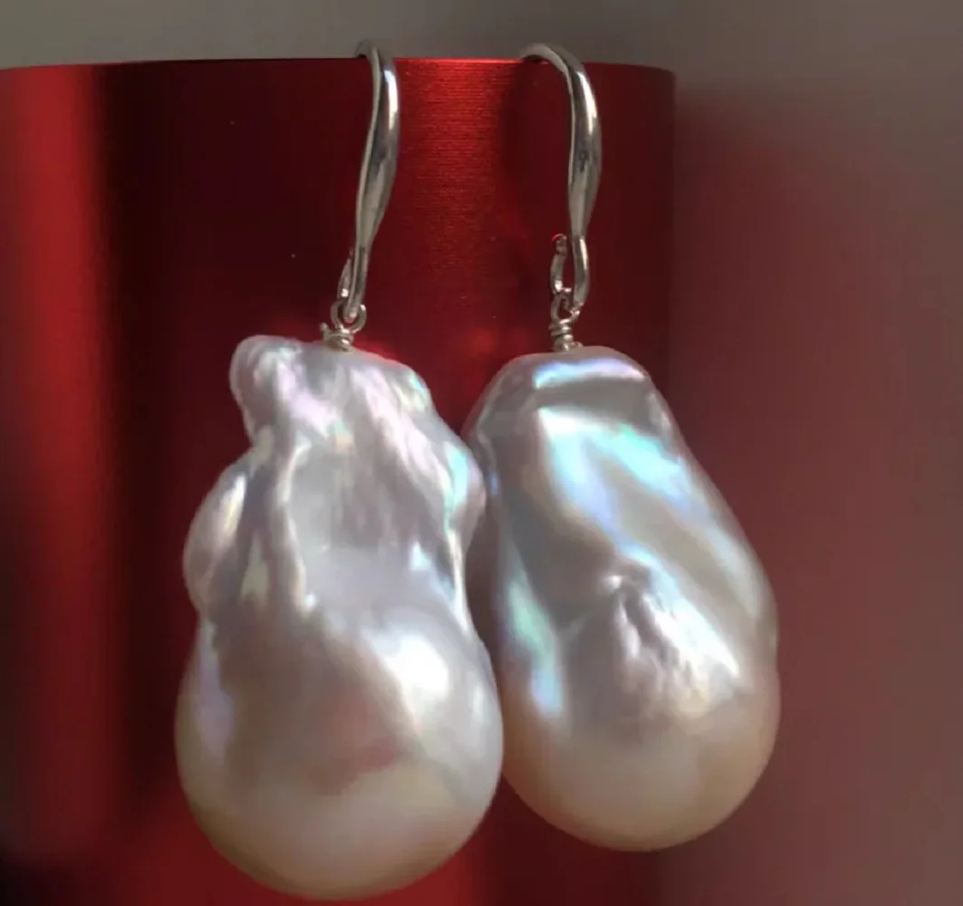 

Новые жемчужные серьги AAAA20-22 мм с натуральным белым жемчугом Южного моря в стиле барокко 925s