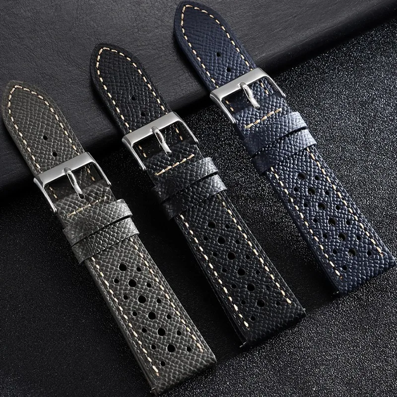 Bracelets universels en cuir de vachette vintage respirants pour hommes et femmes, 18 mm, 19 mm, 20 mm, 22 mm, à libération rapide, pour montres