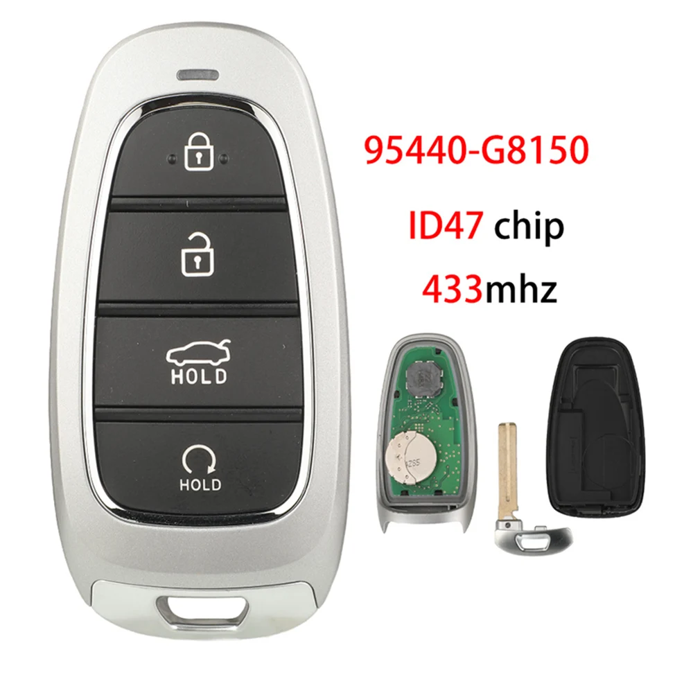 Jingyuqin 433Mhz 47 Chip FCCID: 95440-G8150 Aftermarket Smart Remote Keyless Key For Hyundai Azera 2022 Europe Market 4 Buttons