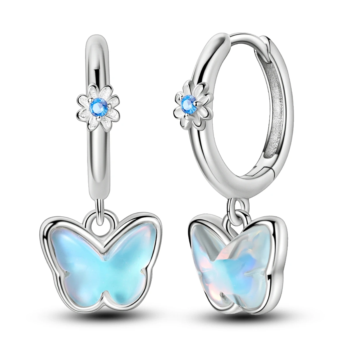 925 Sterling Silver Aurora Opal Butterfly Dangle Earrings for Women Dreamy Fairy Style Drop Fashion Jewelry Gift