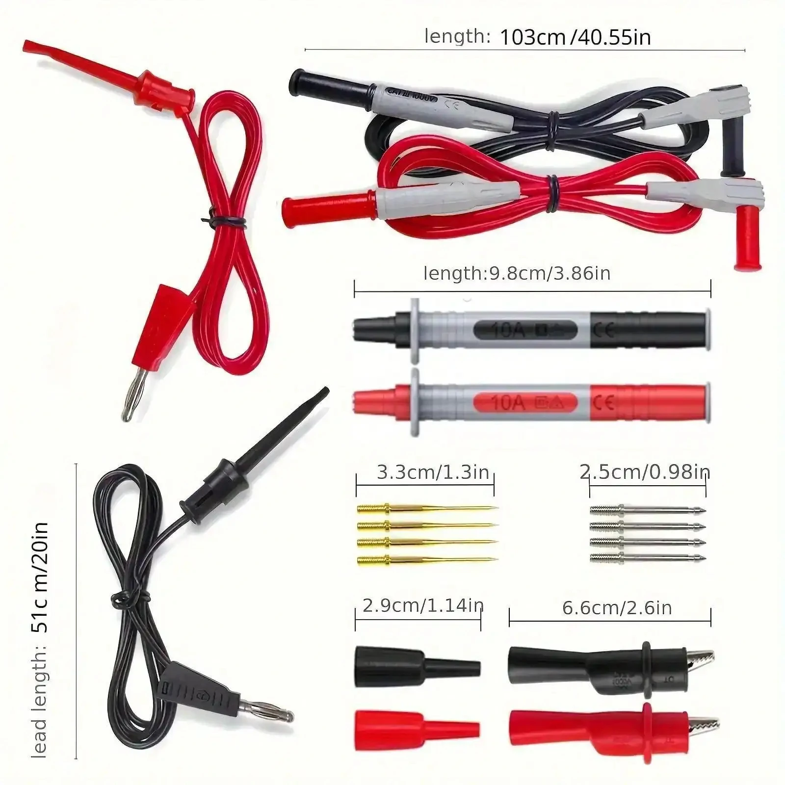 18pcs P1308B Test Lead Kit 4MM Banana Plug To Test Hook Cable Replaceable Multimeter Probe Test Wire Probe Alligator Clip ￼ ￼ ￼