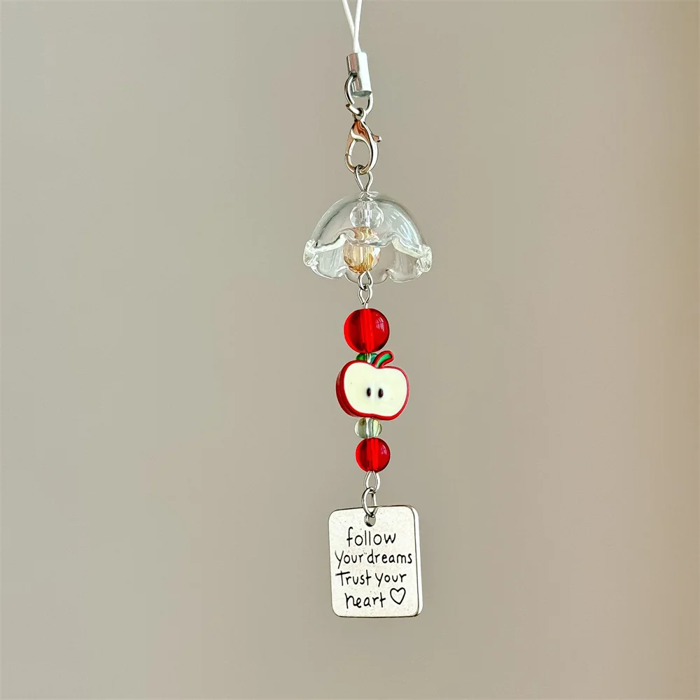 Cute Apple Phone Lanyard Phone Chain Charm Strap Fruit Pendant For IPhone For Samsung Accessories Y2k Keychain Keyring Gifts