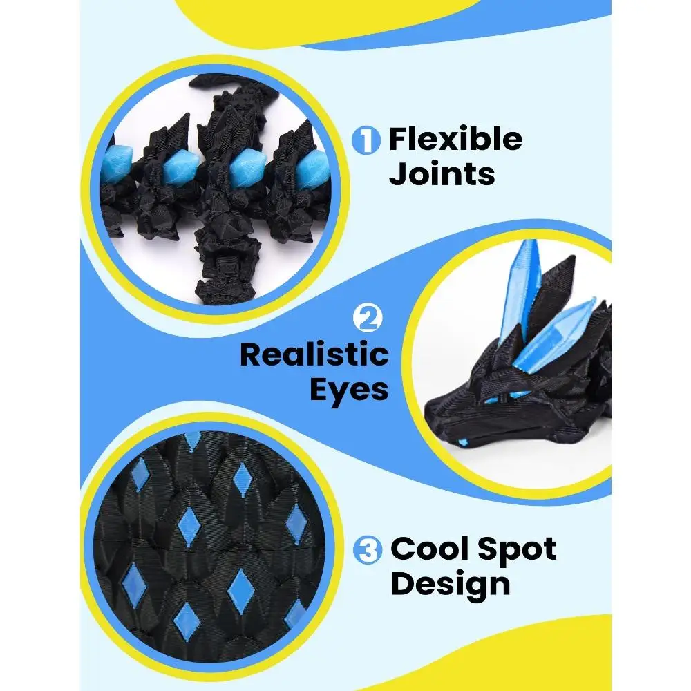 ثلاثية الأبعاد مطبوعة كريستال التنين توهج في الظلام مفصلية التنين ديكور غرفة مكتب المنزل هدية الكريسماس الجنية حديقة المنمنمات #4