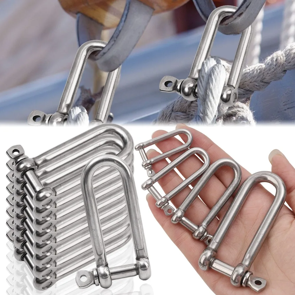 

1 шт., длинный зажим для нагрузки с дужкой D из нержавеющей стали M4 M5 M6 M8 для цепей, подъемный паракорд, веревка для выживания на открытом воздухе, кемпинга