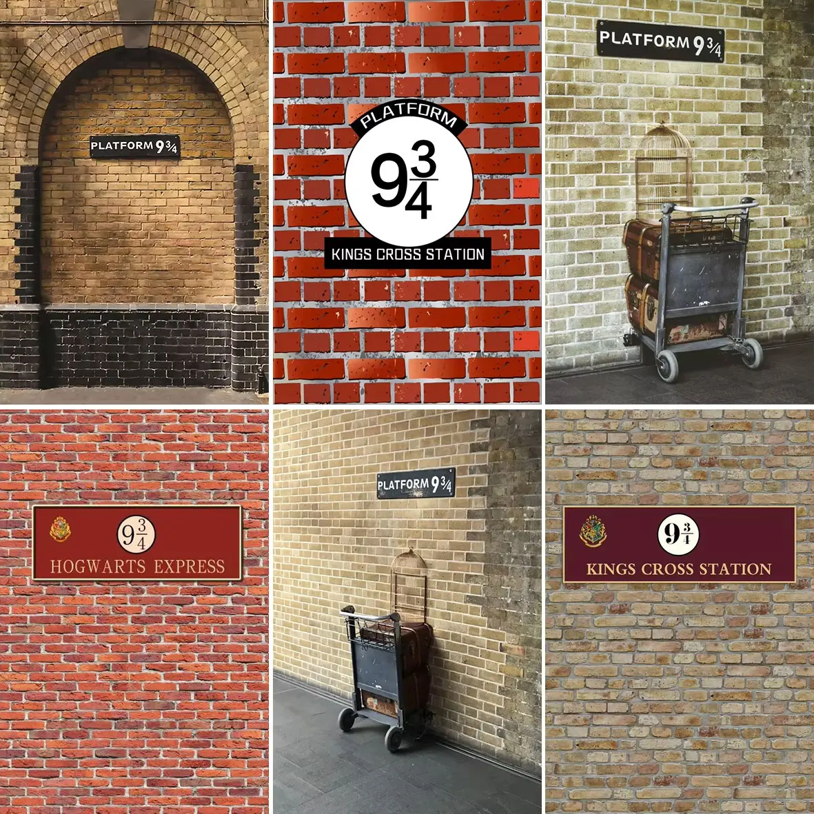 Train Platform Brick Wall 9 3/4 Photography Backdrop Customized Decoration Paradise Magic School Brick Wall Photography Props