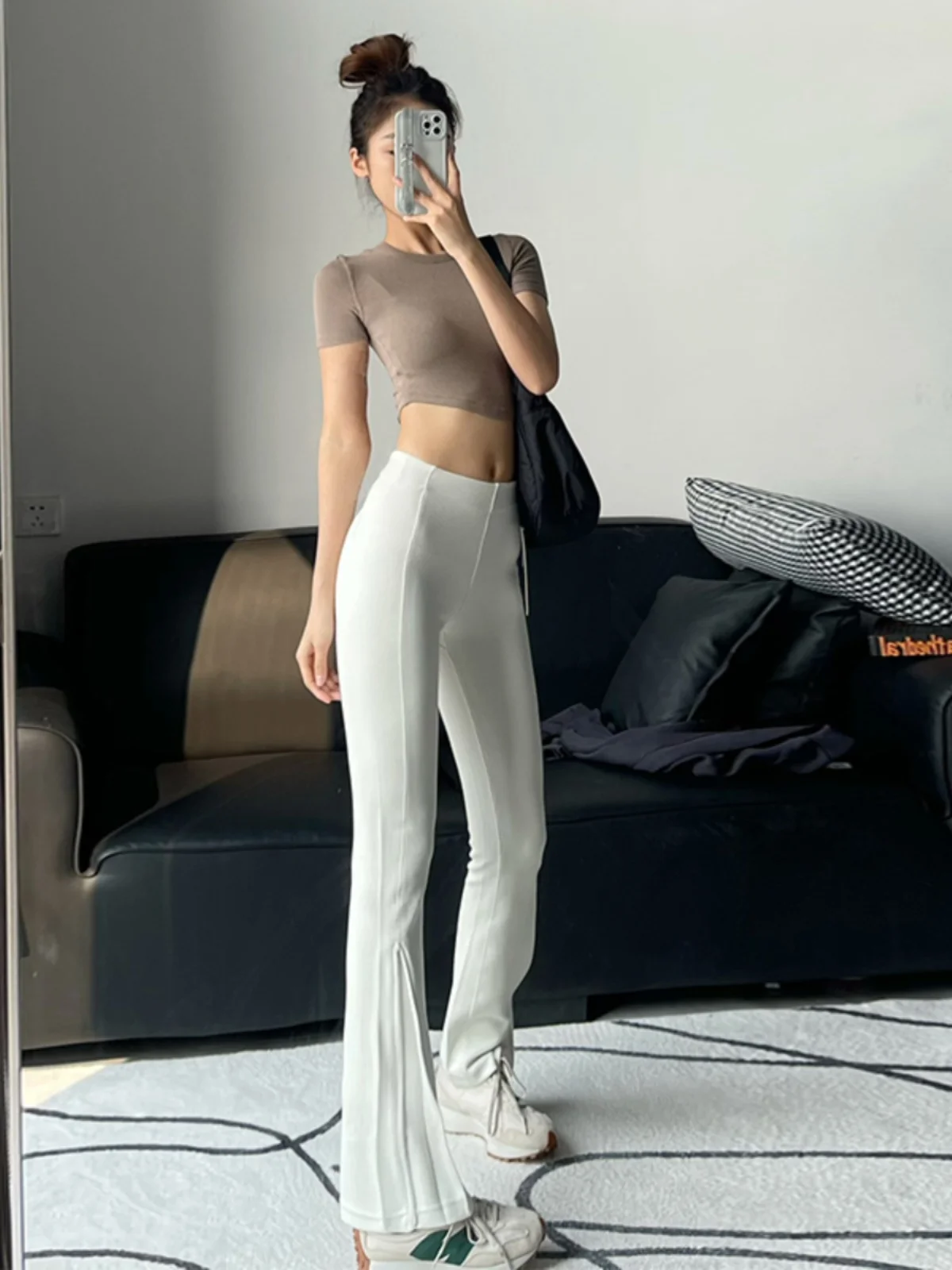 

Женские спортивные брюки LuSoftstreme с высокой талией, повседневные, расклешенные, из модального волокна, оригинальные, для йоги