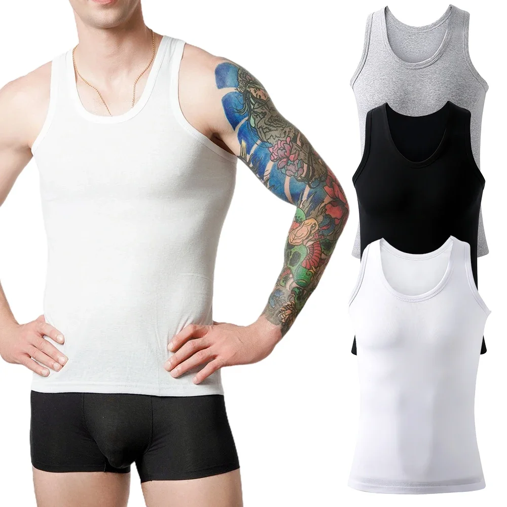 Chaleco de algodón puro para hombre, ropa interior transpirable de movimiento sólido, camisetas interiores de algodón, chaleco de L-4XL para hombre, chaleco deportivo para Fitness