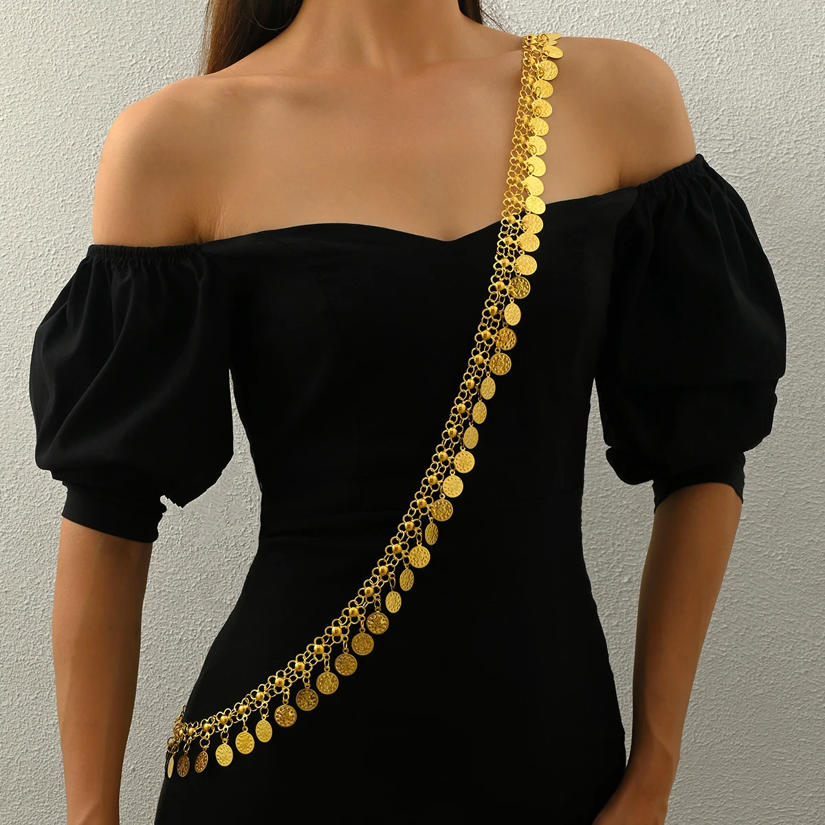 

Fashion Fringed Body Chain Open-weave Slimming Dance Outfit Accessory Cross-body Shoulder Accessory