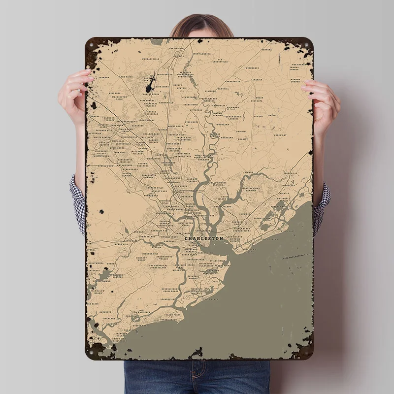 Charleston Decoration Home Decorations South Carolina Tin Poster Customized Wall Art Retro Vintage Metal Signs for Fans Room