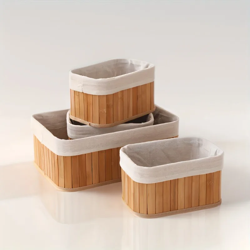 

Cabilock Rectangle Wicker Baskets Storage Baskets Small Wicker Baskets Natural Organizer Bins with Liner Handwoven Bathroom