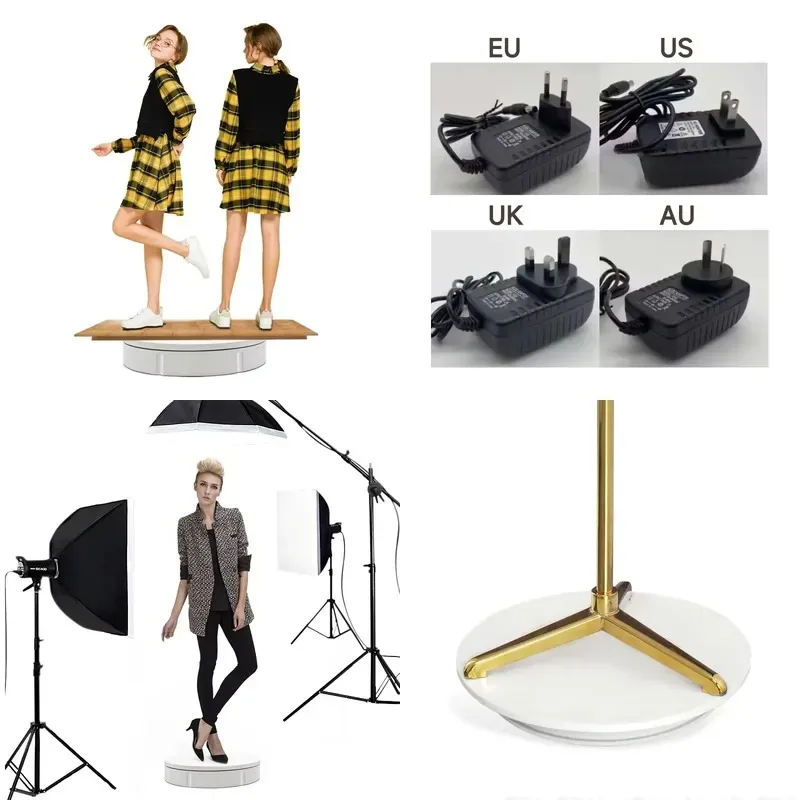 60cm 100kg Load Bearing Display Stand with 360 Degree Rotating Base Remote Control Turntable for Store Product Showcase