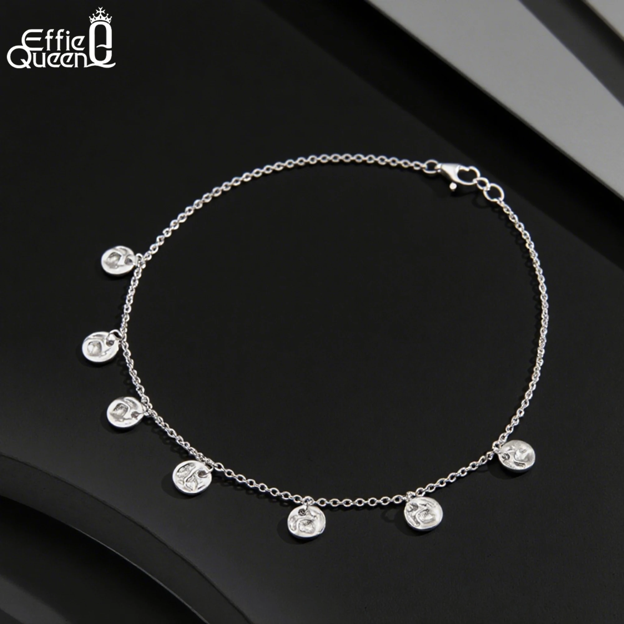 

Effie Queen Hot Sell Chic 925 Sterling Silver Anklet Round Disc Ornament Jewelry, Versatile Piece to Complement Any Outfit SA75