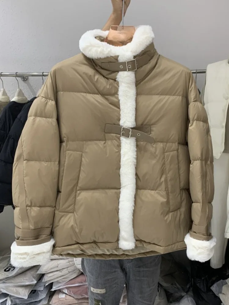 TXii Luxury Women Duck Down Coat For Winter 2023 Stand Collar Puffer Jacket Thick Warm Female Feather Parkas Snow Outwear