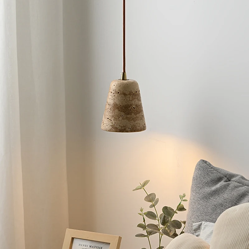 Yellow Marble Hanging Light Dining Room Japan Wabi Sabi Bedside Pendant Lamp Hotel Restaurant Nordic Travertine Droplight