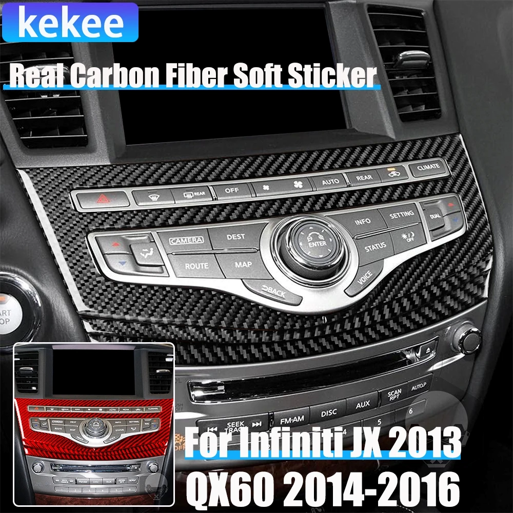 

Real Carbon Fiber Car Accessories Center Console Panel Trim Cover Soft Sticker For Infiniti JX 2013 QX60 2014 2015 2016