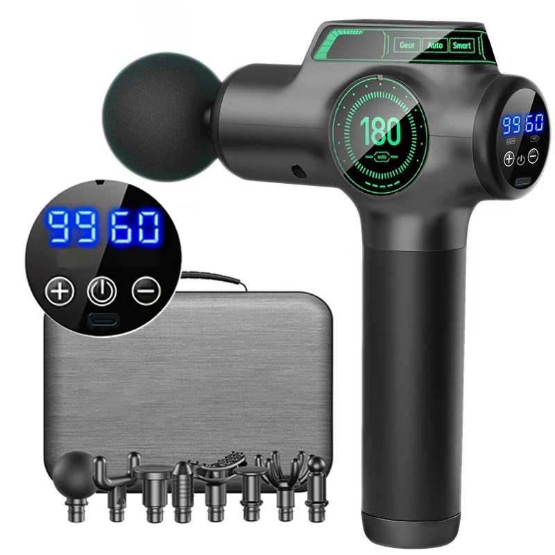 

Мощный массажный пистолет с 99 уровнями скорости и 8 насадками для расслабления всего тела и фитнеса