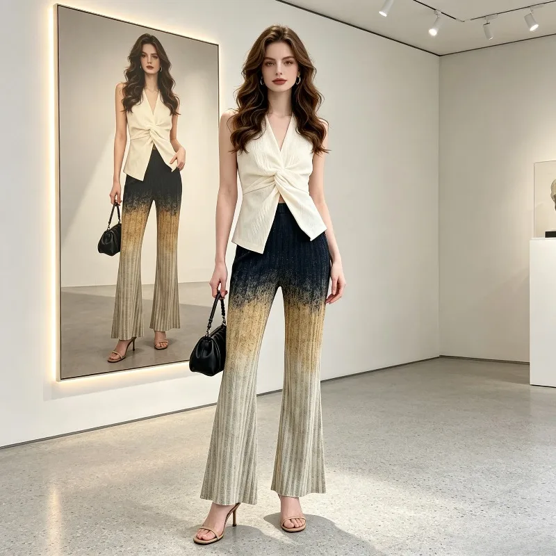 Miyake Pleated Women's Clothing 2026 New Style Slightly Spicy Casual Pants High-Quality Pleated Fashion Versatile Flared Pants