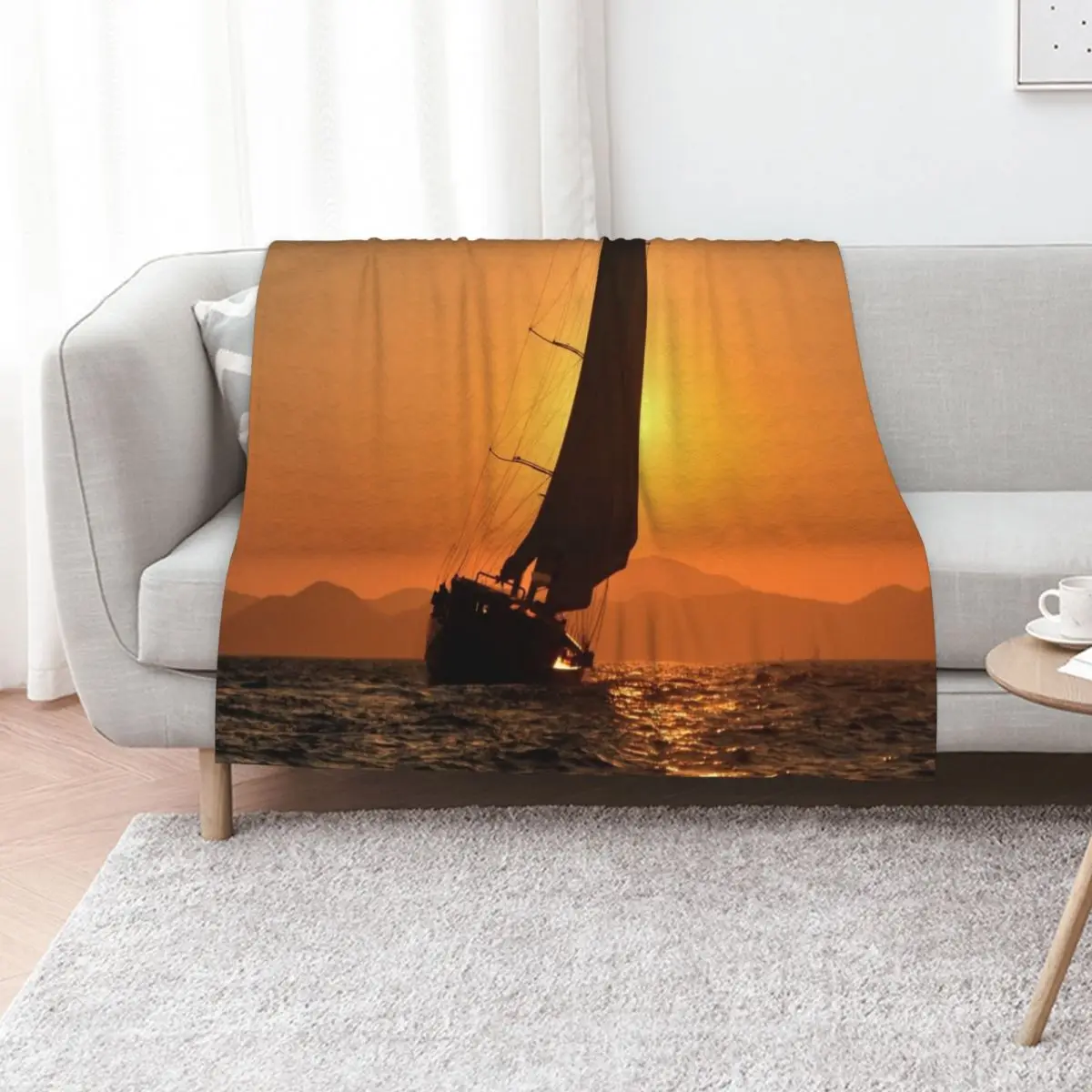 sunset sail Throw Blanket sofa bed bed plaid manga Large Tourist for winter Blankets