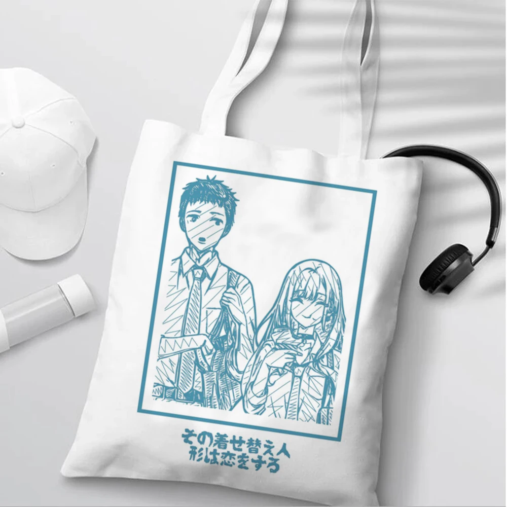 Japanese Anime Marin Kitagawa Shopping Bags Canvas Tote Bag Cartoon Eco Bag Reusable Shopping Bag Manga Handbags