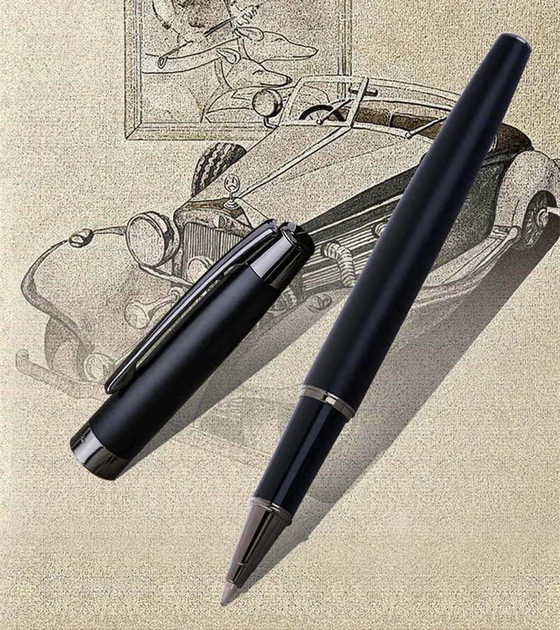 Picasso 920 Financial Matte Black Barrel Roller Ball ปากกาสีเทา Trim หมึกเติมปากกาหรูหราการเขียนชุดปากกาของขวัญ