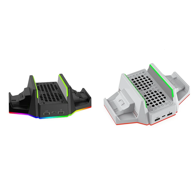 

For Series S RGB Vertical Cooling Fan Stand With Dual Controller Charger Battery Pack Charging Dock