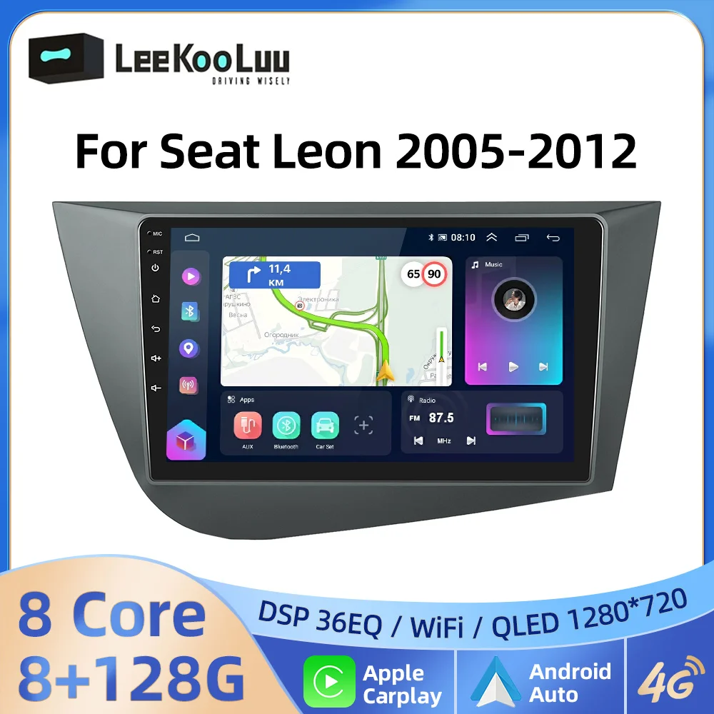 

LeeKooLuu Wireless CarPlay Android Auto Radio For Seat Leon 2005-2012 Car Multimedia Player 2Din Autoradio 4G Wifi GPS Stereo