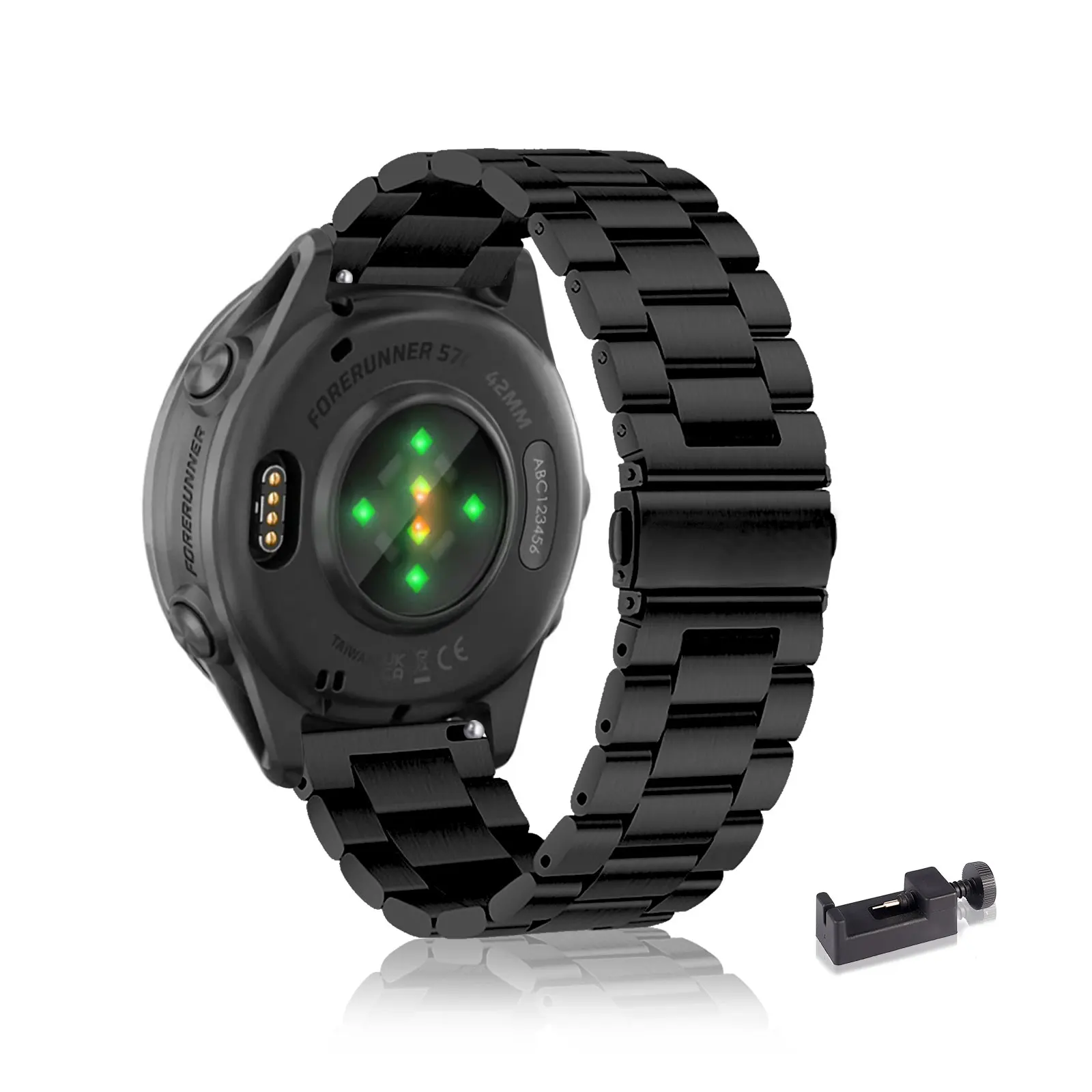 

Stainless Steel Bands for Garmin Forerunner 570 42mm/Vivoactive 6 Band,Three Columns Metal Replacement Strap