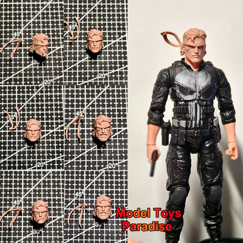 

Unpainted DIY 1/12 Scale Men Soldier David Snake White Model Head Japanese Spy Game Head Sculpt Fit 6'' Action Figure Body