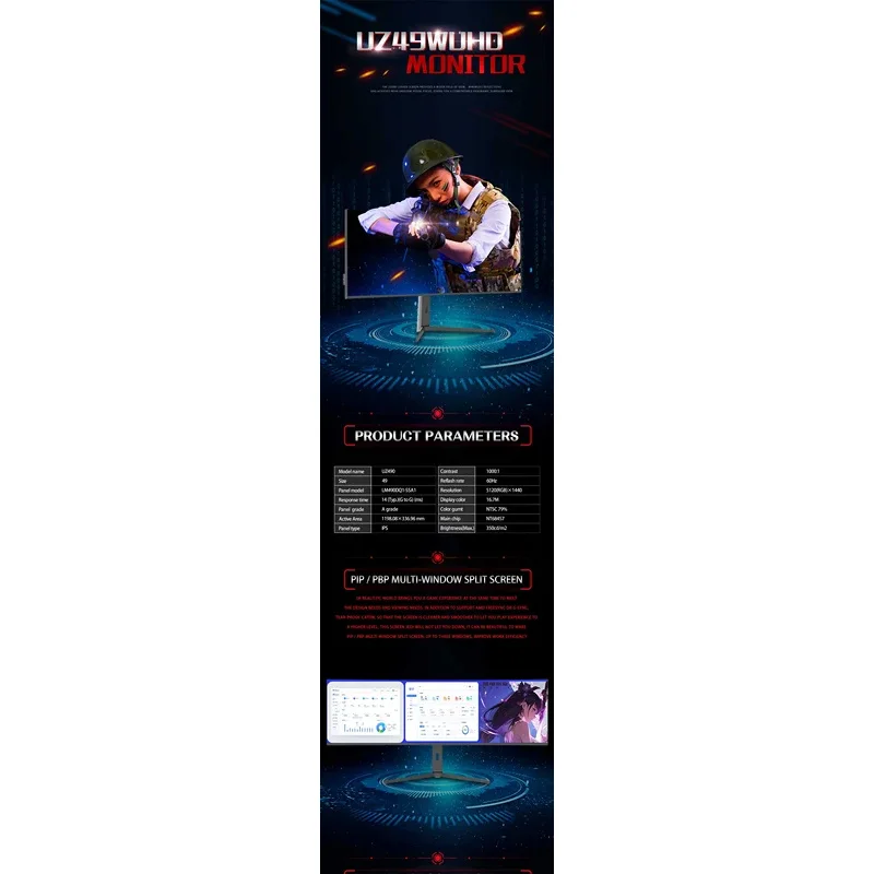 5120*1440 Computer Monitor 49 Inch 144hz 5k 4k Lcd Led 49 Inch Curved Monitor