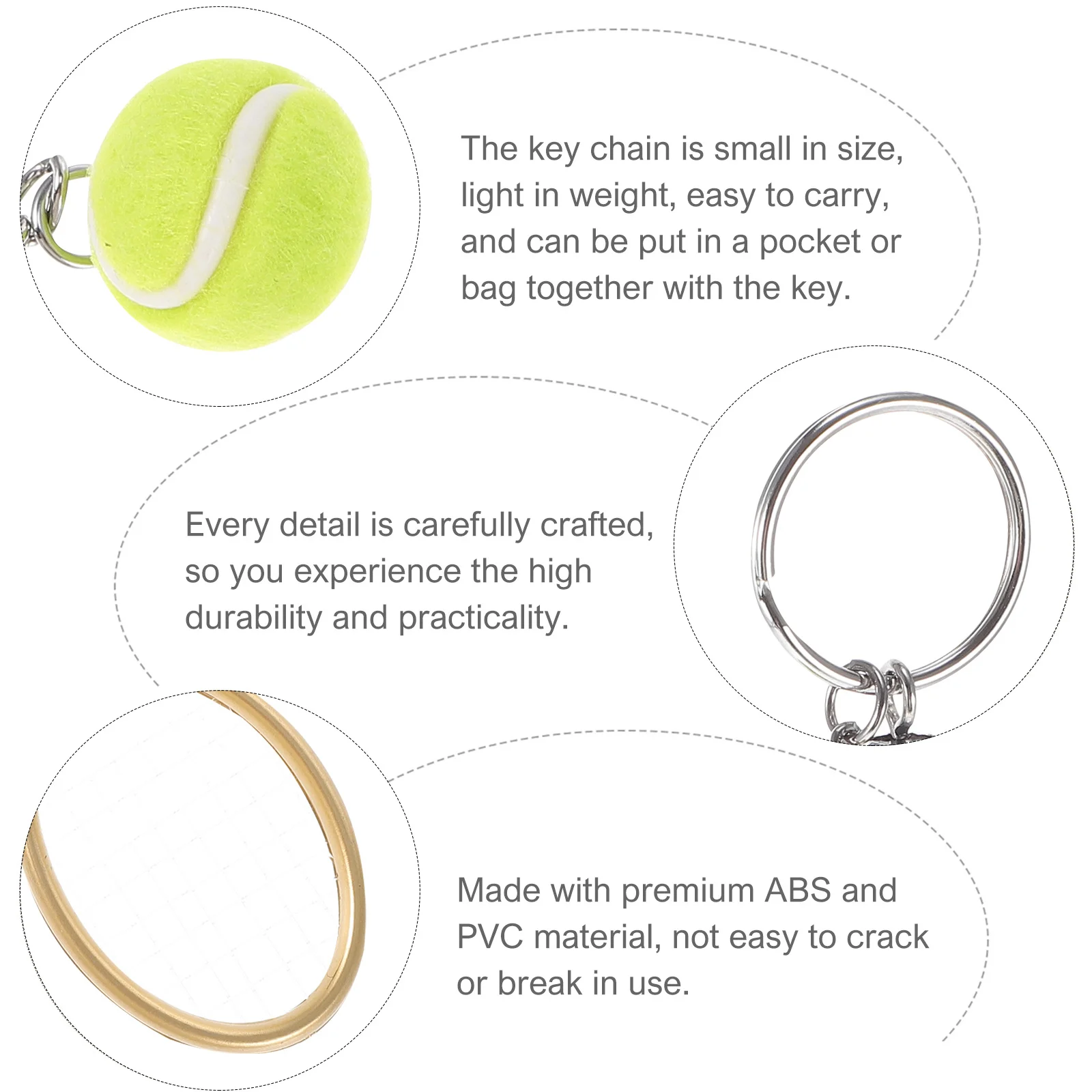 

10Pcs Tennis Keychain Small Lightweight Tennis Ball Keyrings Practical Sports Key Chain Key Hanging Pendant Sports Keyring