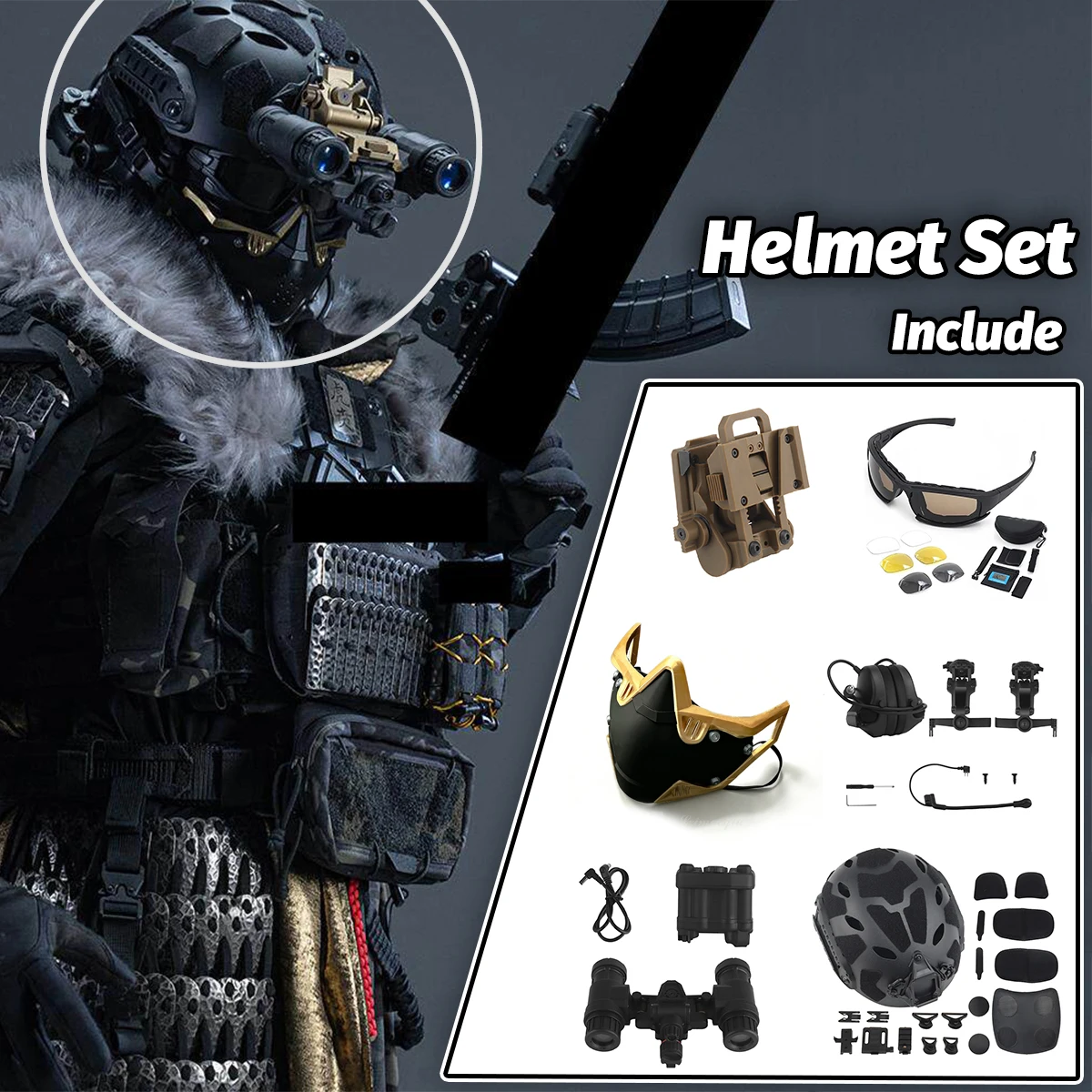 

Call of Duty Cosplay Full Tactical Costume Set Fast Airsoft Helmet Kit Snowstorm at Yumen Pass Armor for Role Play Movie Props