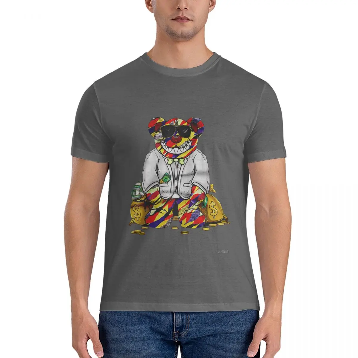 NEW J-Jordan 5 What The BILLI BEAR Sneaker Men T Shirts luxury brand bear Tees Round Collar T-Shirt 100% Cotton Graphic Tops